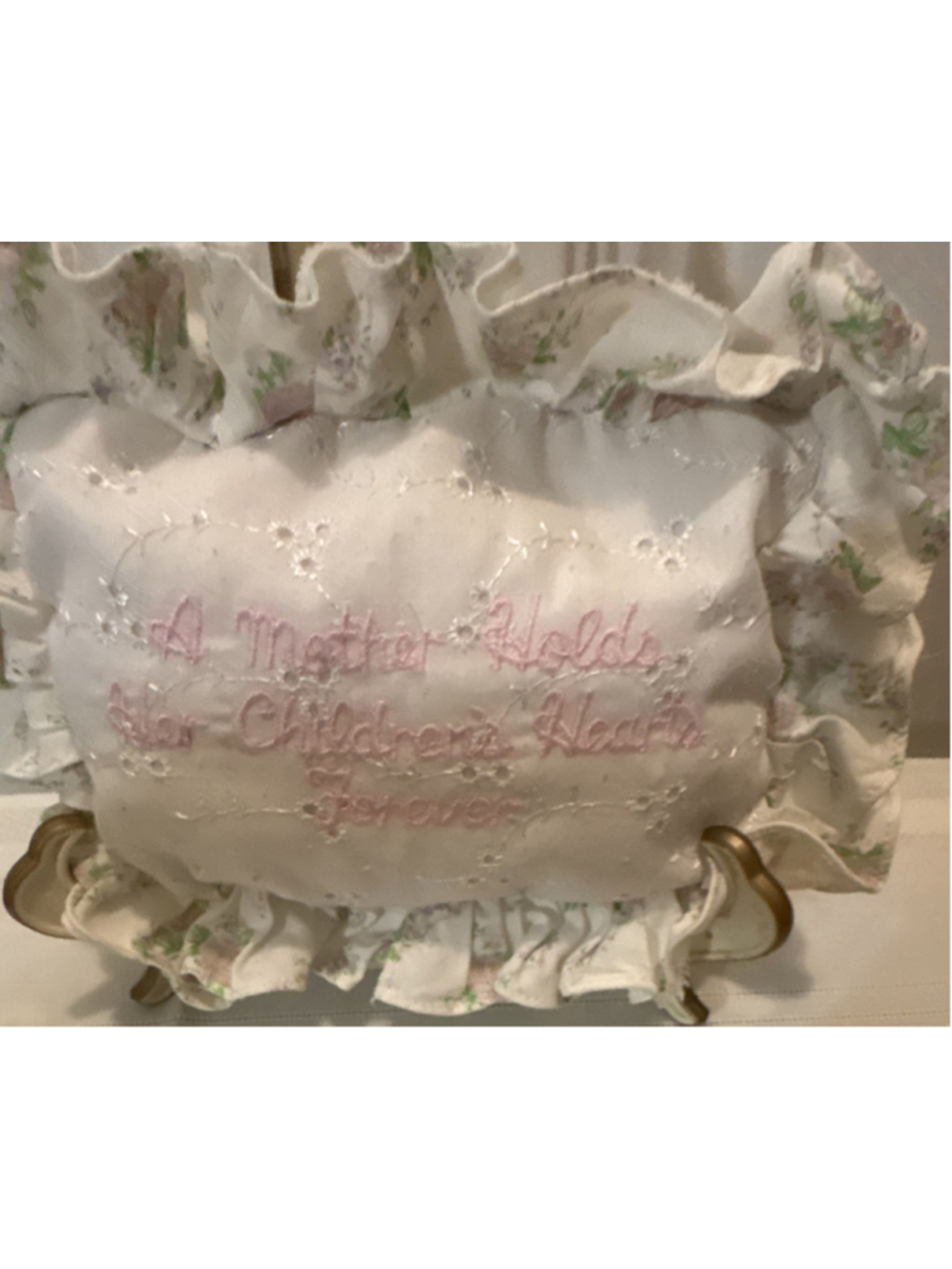 Handmade Boudoir Floral Ruffled Embroidered Decorative Bed Pillow Mother's Day